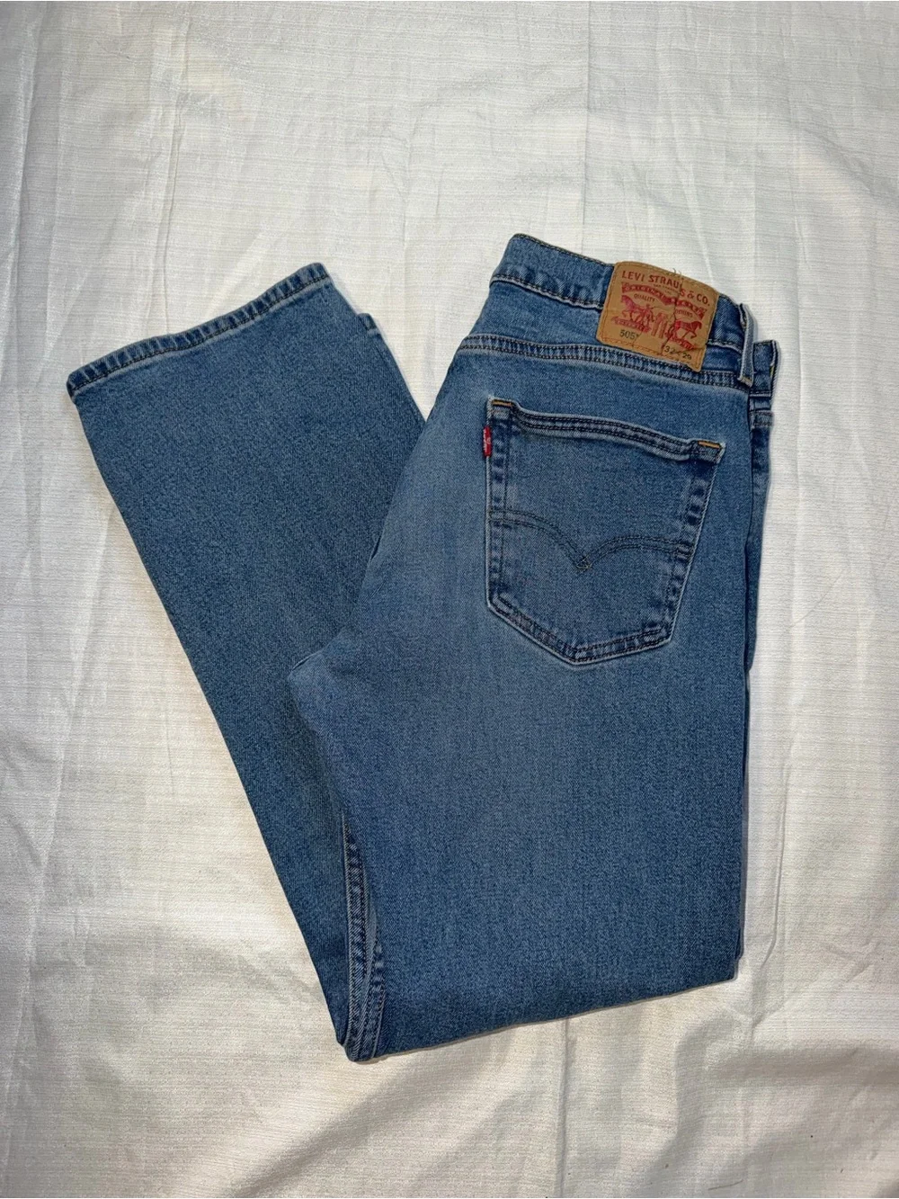 Levi's 505 Regular Fit Men's Jeans 32x29 Medium Wash Blue Denim Stretch