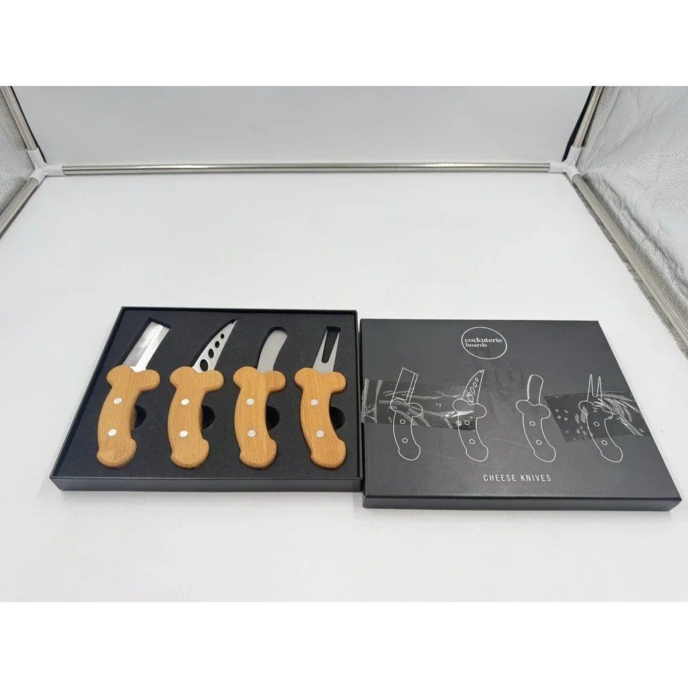 Cockuterie Cheese Knife Set Wooden Handle‎ Set Of 4