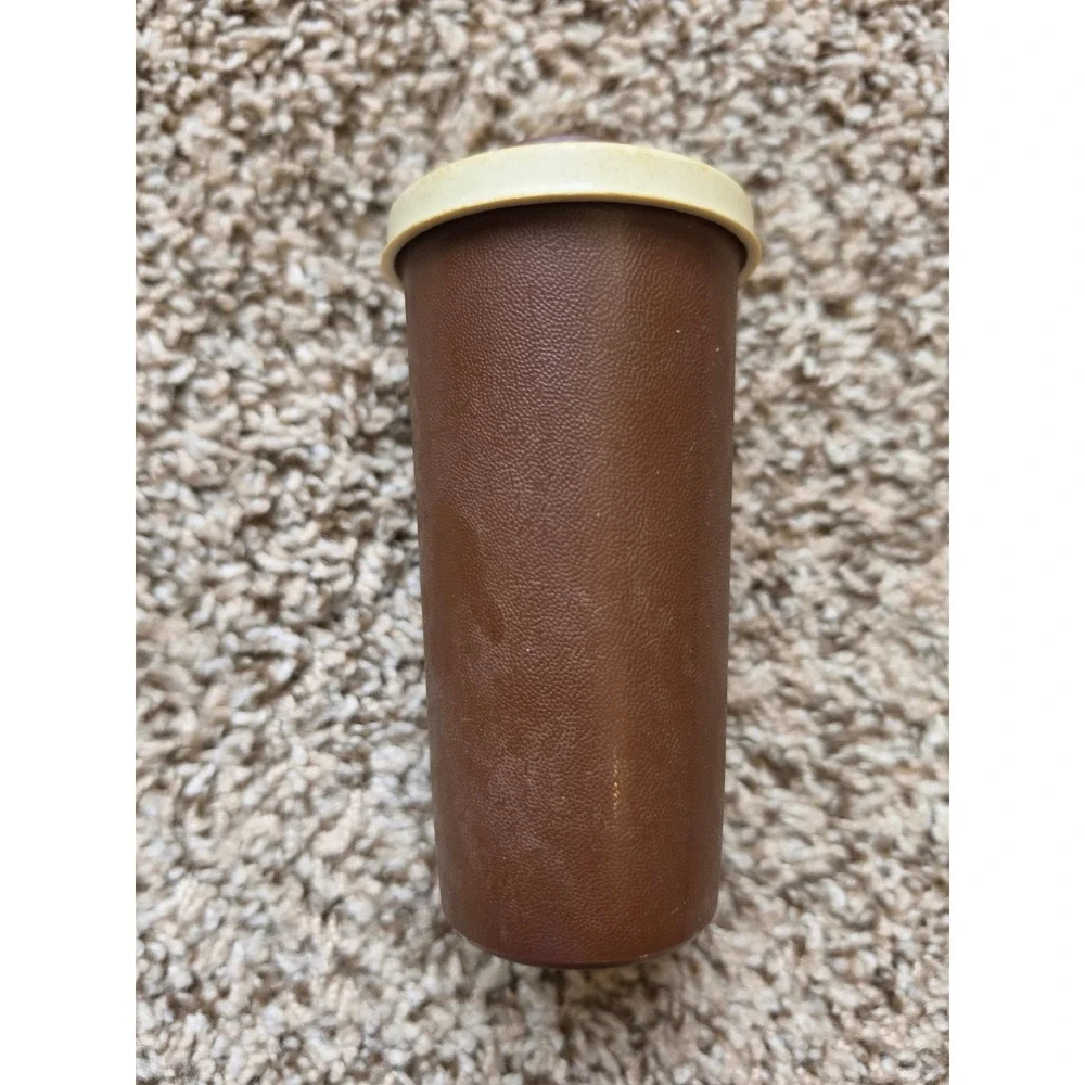 Vintage Tupperware Spice Shaker Harvest Brown Cream Lid 1328-5 Made in USA