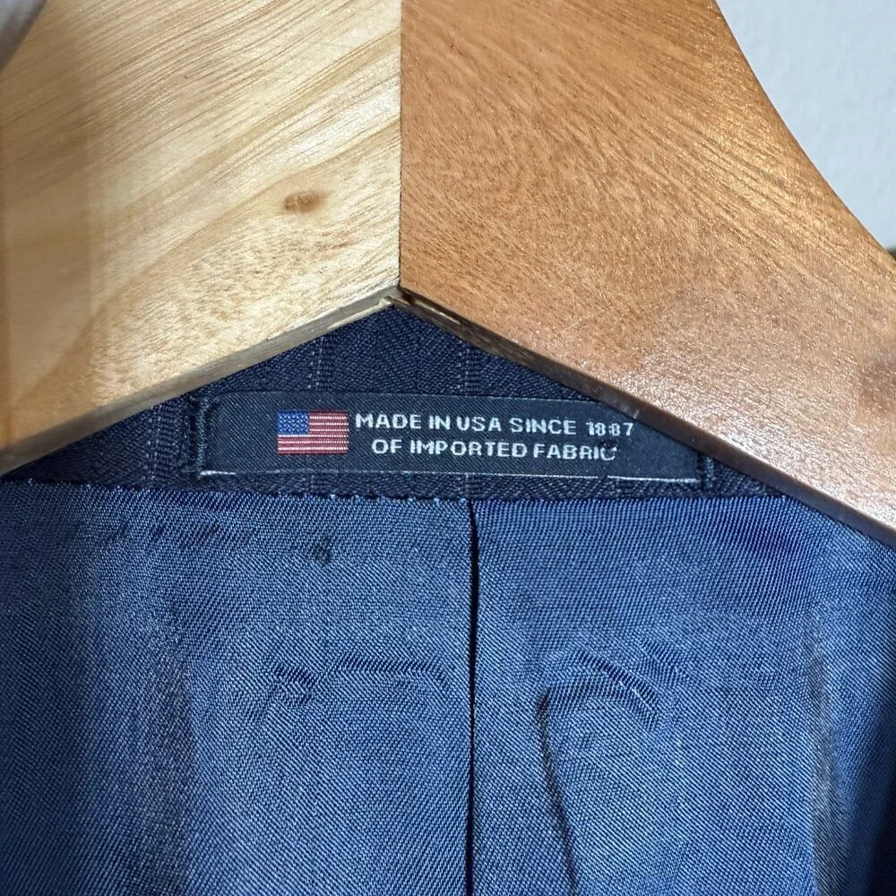 Hart Schaffner Marx Pinstripe Wool Sport Coat Dinner Jacket Blazer Men 44L Navy
