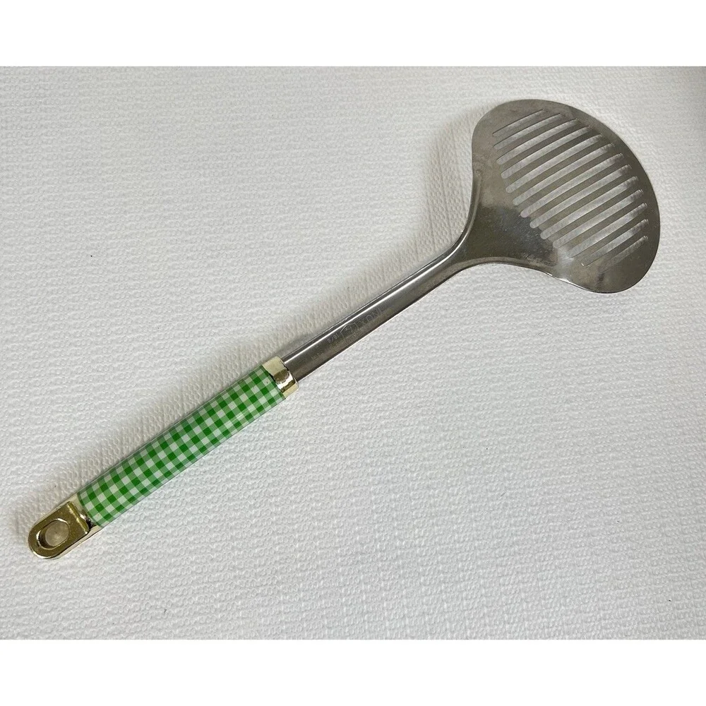 VTG Inox Ecelstahl Rostfrei Slotted Skimmer 18/8 Stainless Steel Green Gingham