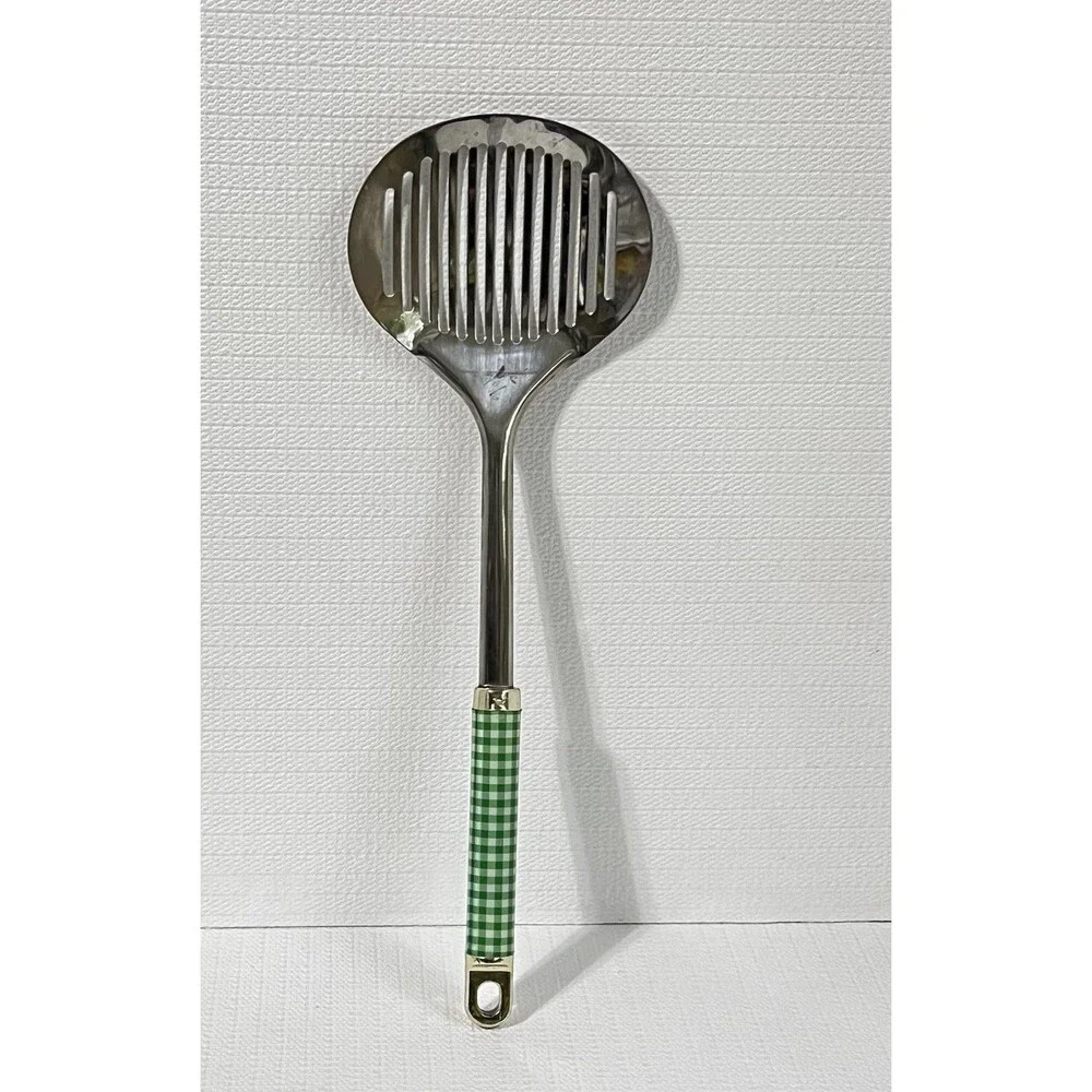 VTG Inox Ecelstahl Rostfrei Slotted Skimmer 18/8 Stainless Steel Green Gingham