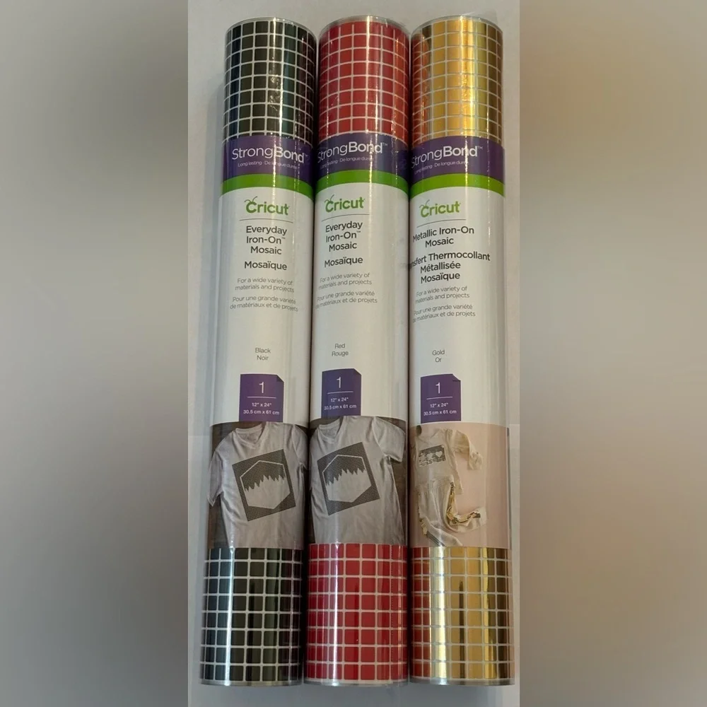 3 new & sealed rolls of cricut iron on mosaic transfer paper
