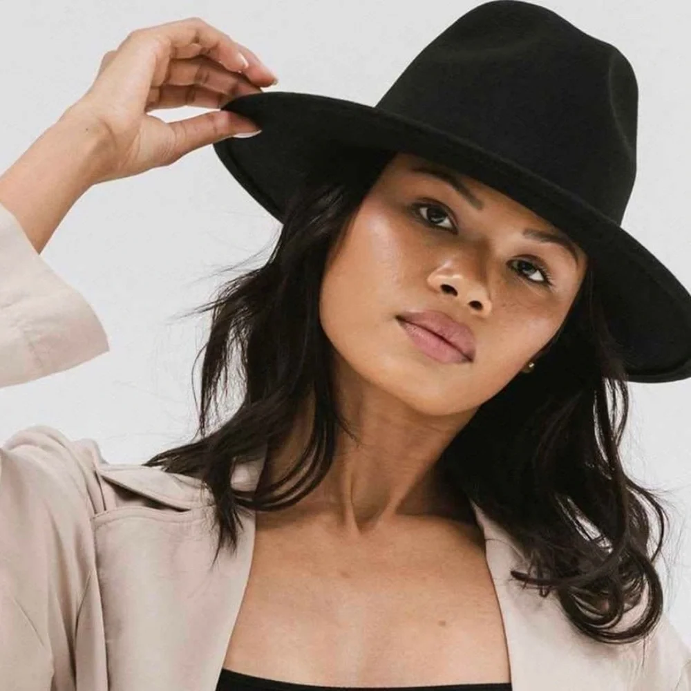 NWT Gigi Pip Wes Fedora Black size M/L 59