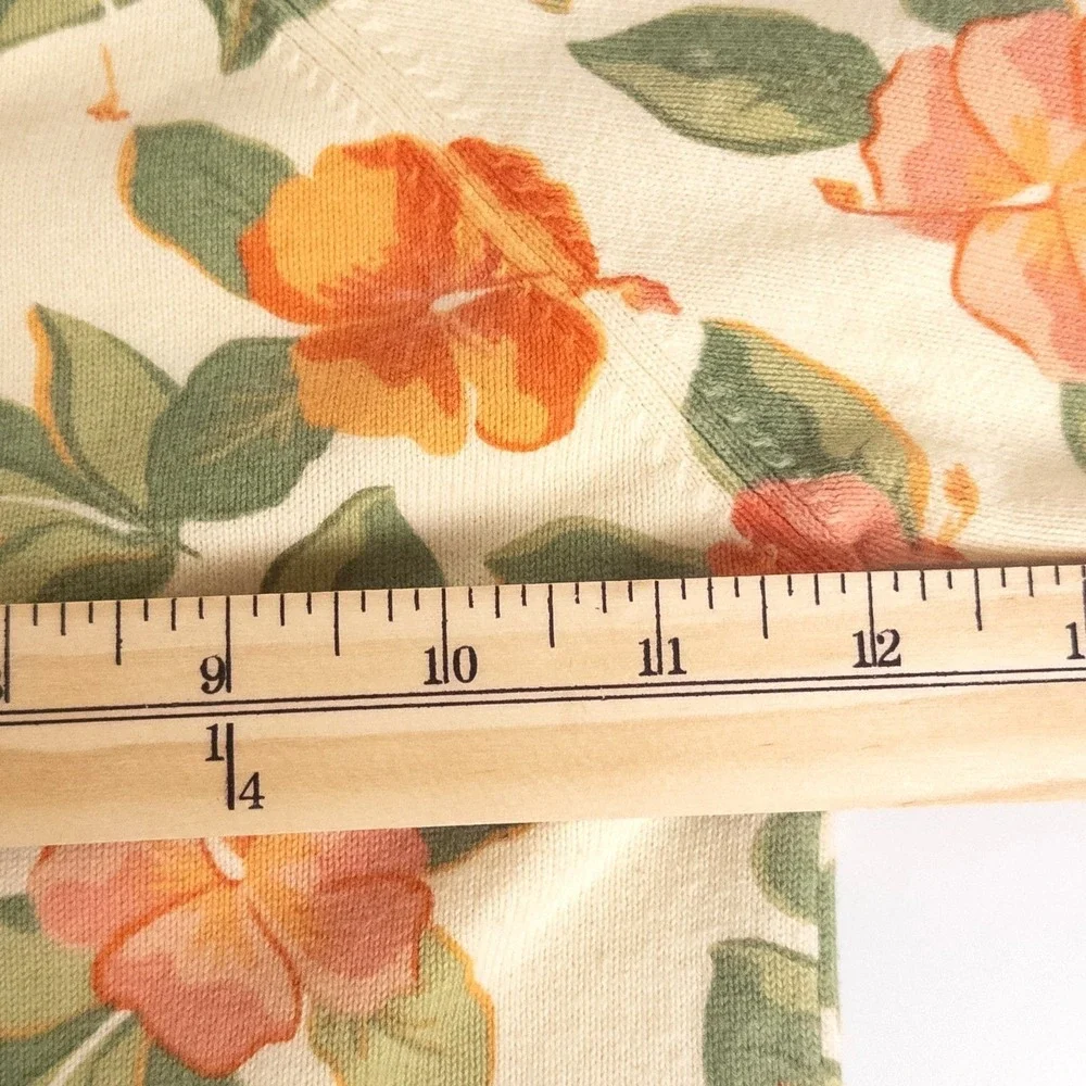 Vintage Y2K Gymboree Cardigan Kids 18-24M Cream Orange Hibiscus Floral Sweater‎