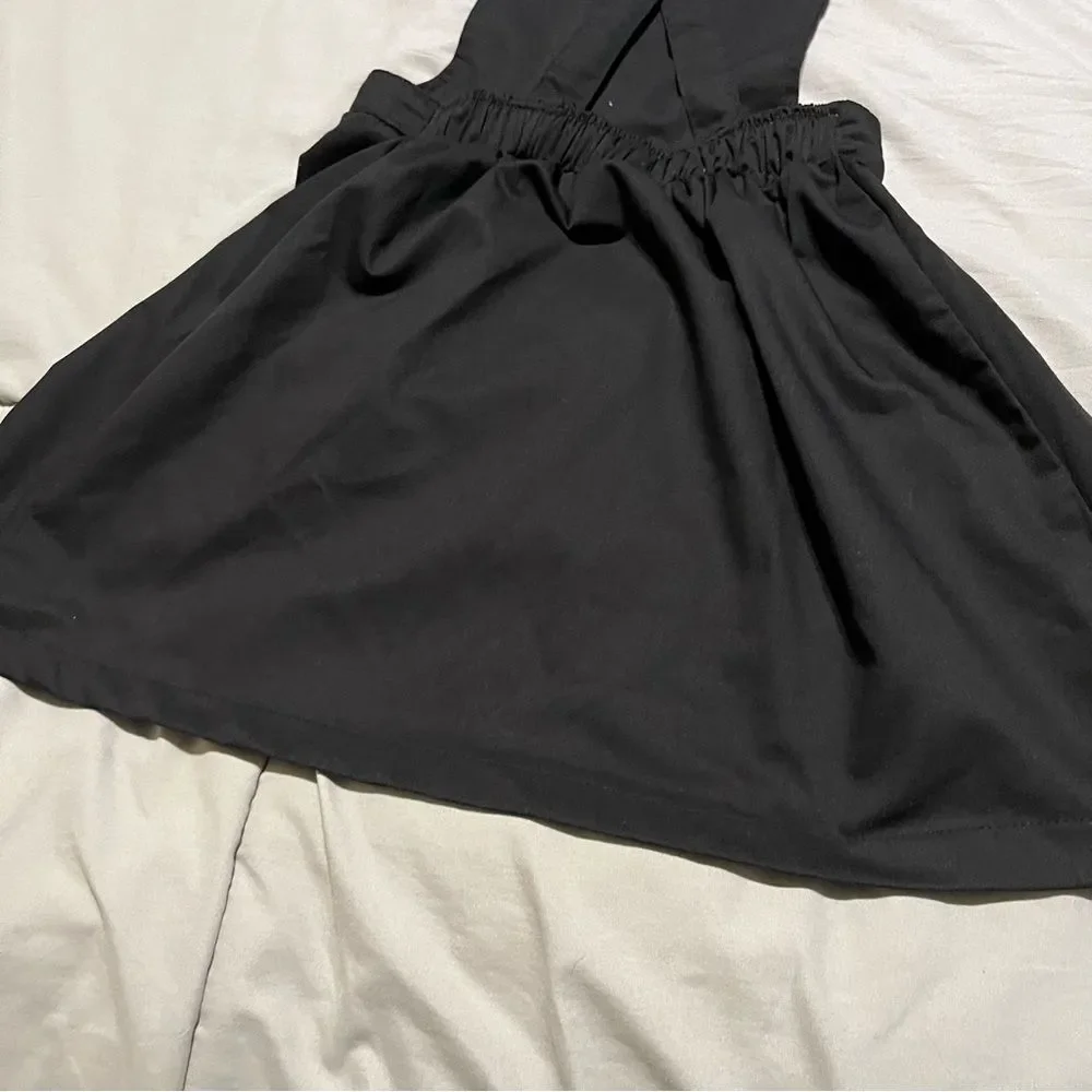 Justice X Powerpuff Black Sleeveless Jumper Dress Criss Cross Back Heart Buckle