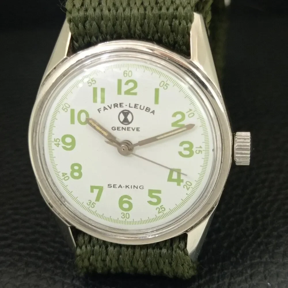 Vintage 1989 Favre Leuba Manual Mens Silver Watch W/Nato Strap