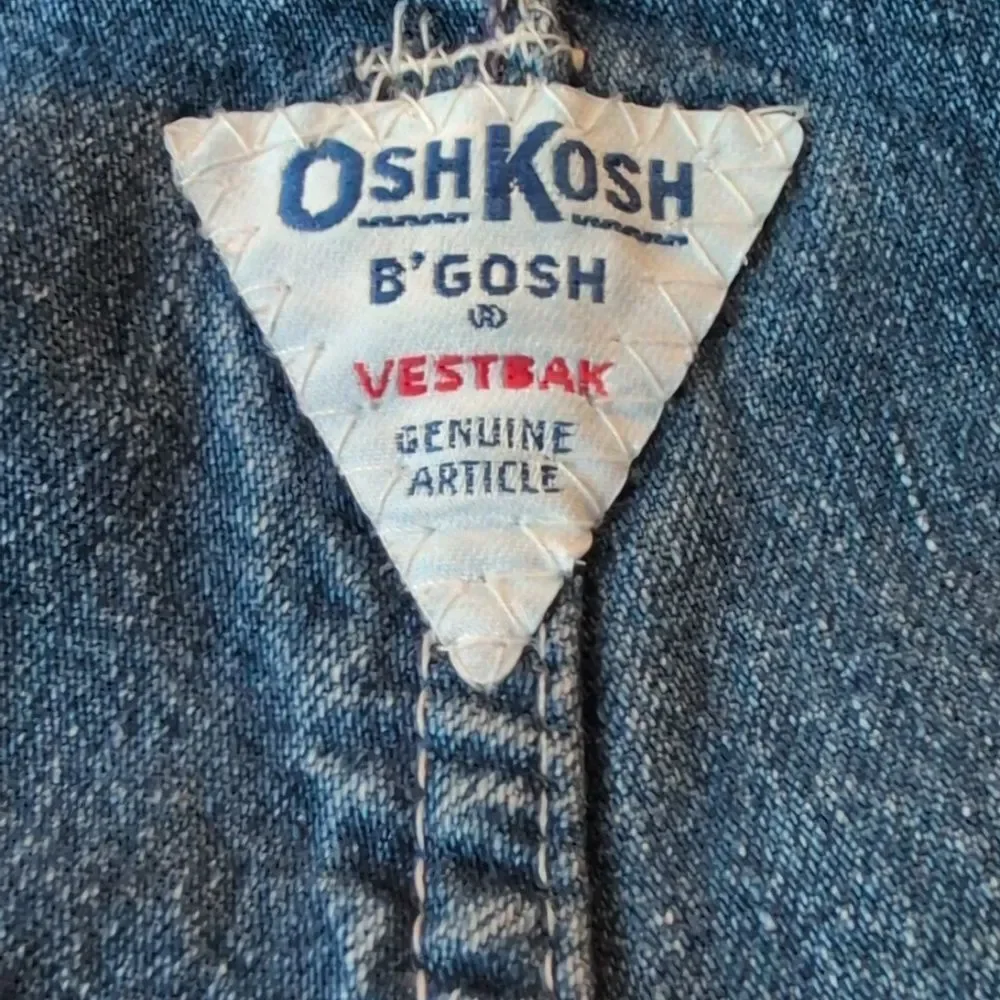 Oshkosh b'gosh vintage‎ blue denim flannel lined patchwork overalls size 3T