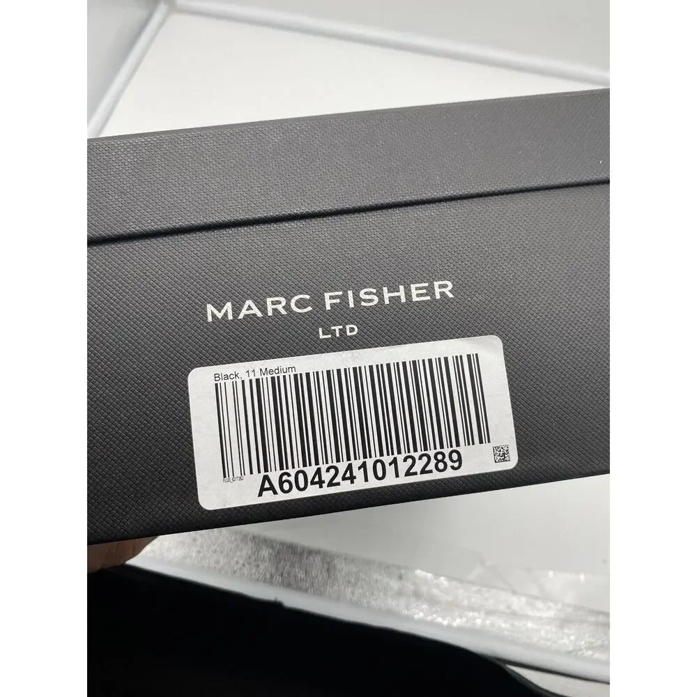 New Marc Fisher LTD Louisa Leather Block Heel Slip On Mules Woven Black Size 11M