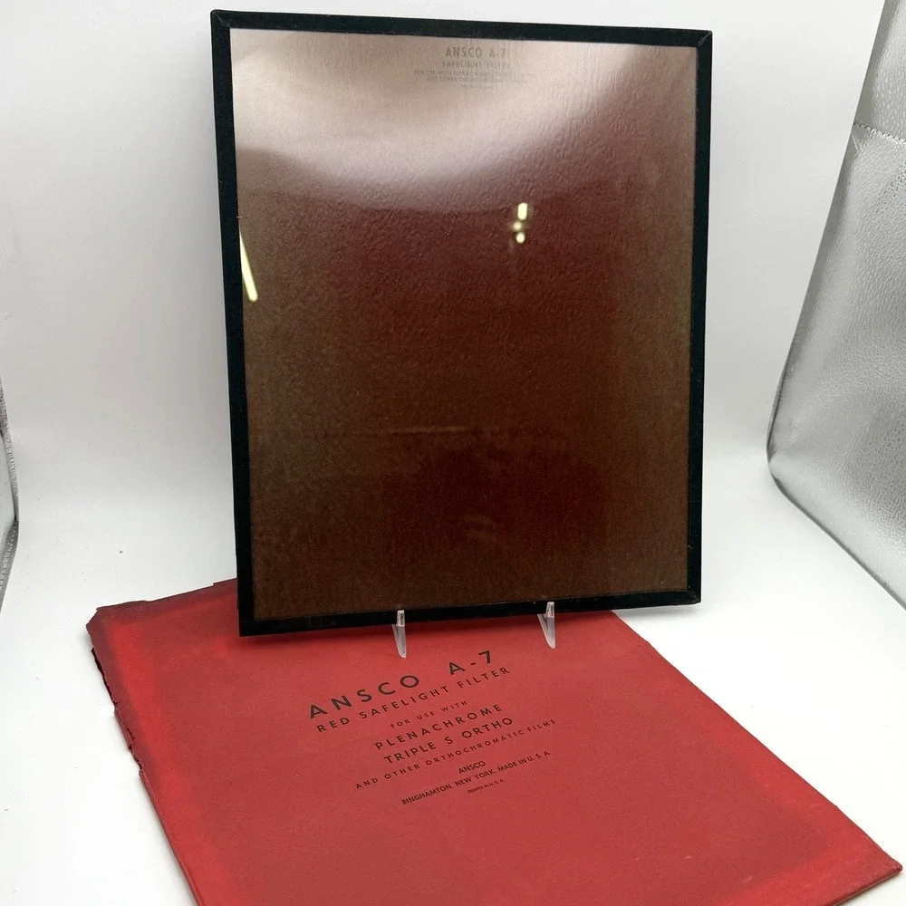 Vtg Ansco A-7 Red Safelight Glass Filter w/ Envelope Darkroom‎ Photography USA