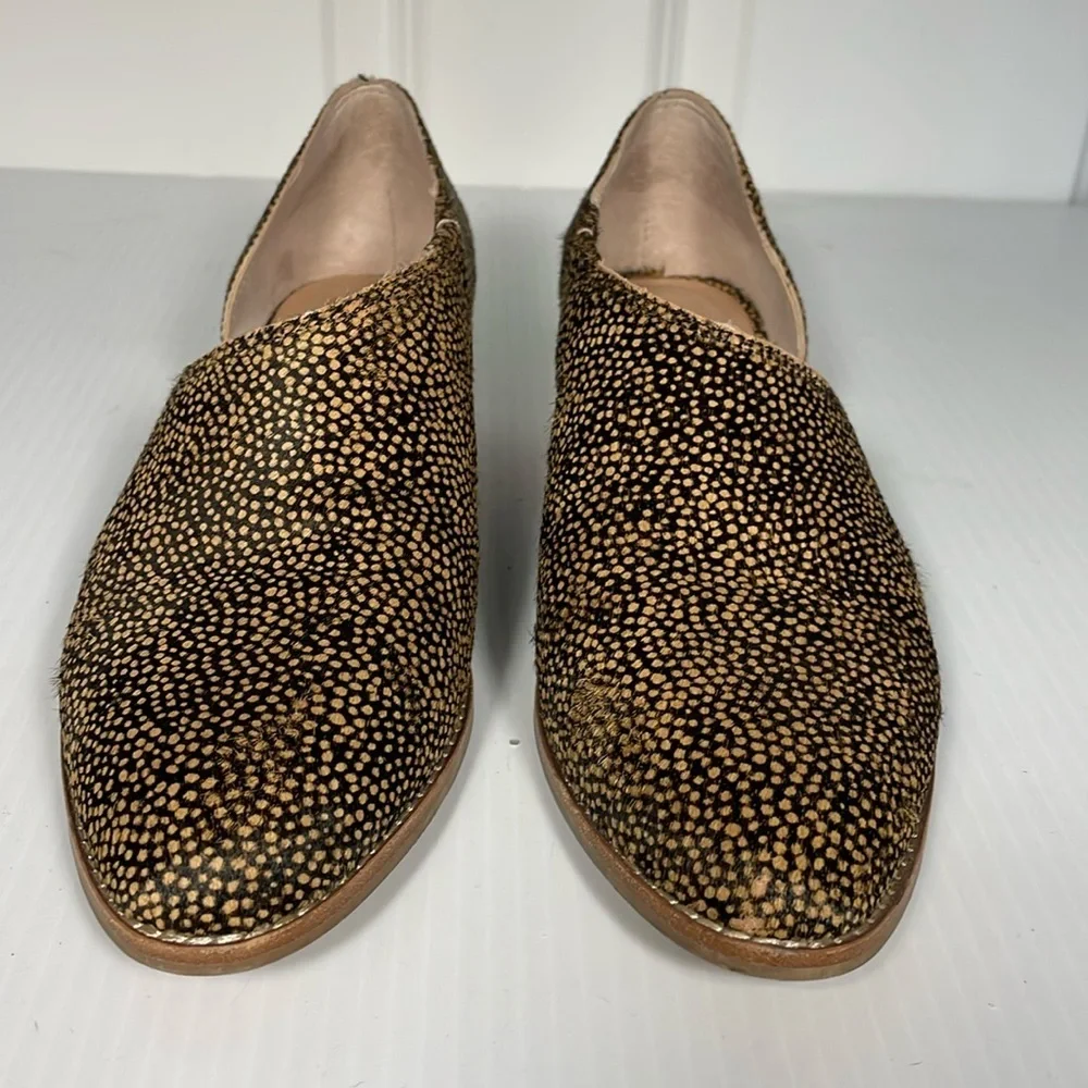 Madewell The Lucie Bootie Sz 7 Leather Brown Cutout Flat Calf Hair Upper Slip-On