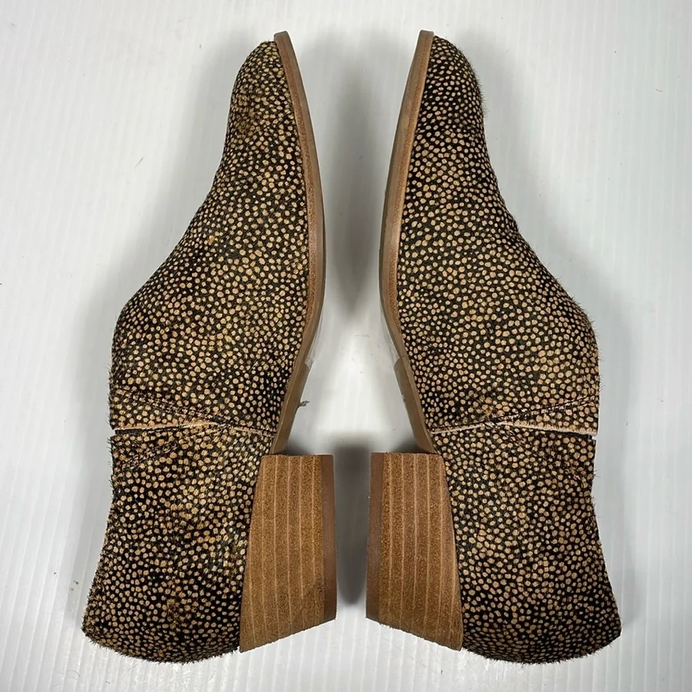 Madewell The Lucie Bootie Sz 7 Leather Brown Cutout Flat Calf Hair Upper Slip-On