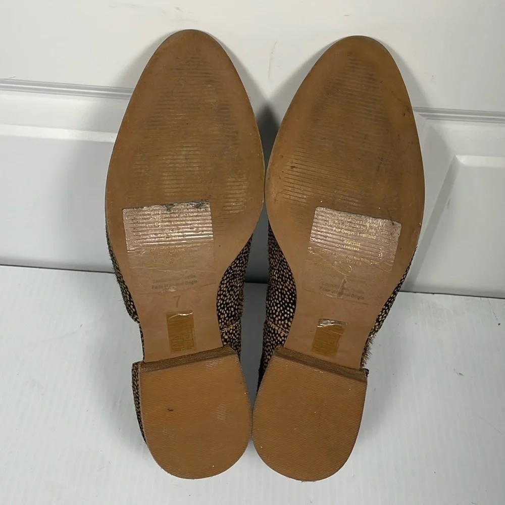 Madewell The Lucie Bootie Sz 7 Leather Brown Cutout Flat Calf Hair Upper Slip-On
