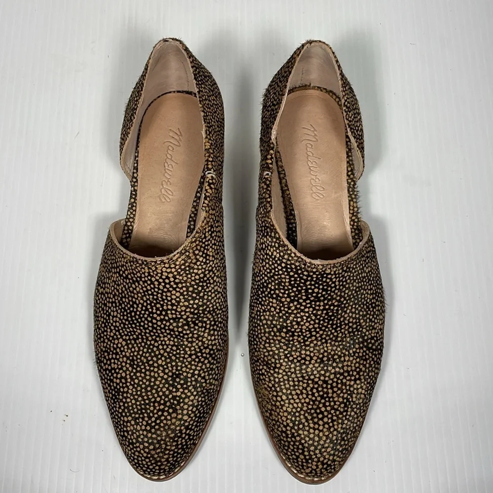 Madewell The Lucie Bootie Sz 7 Leather Brown Cutout Flat Calf Hair Upper Slip-On