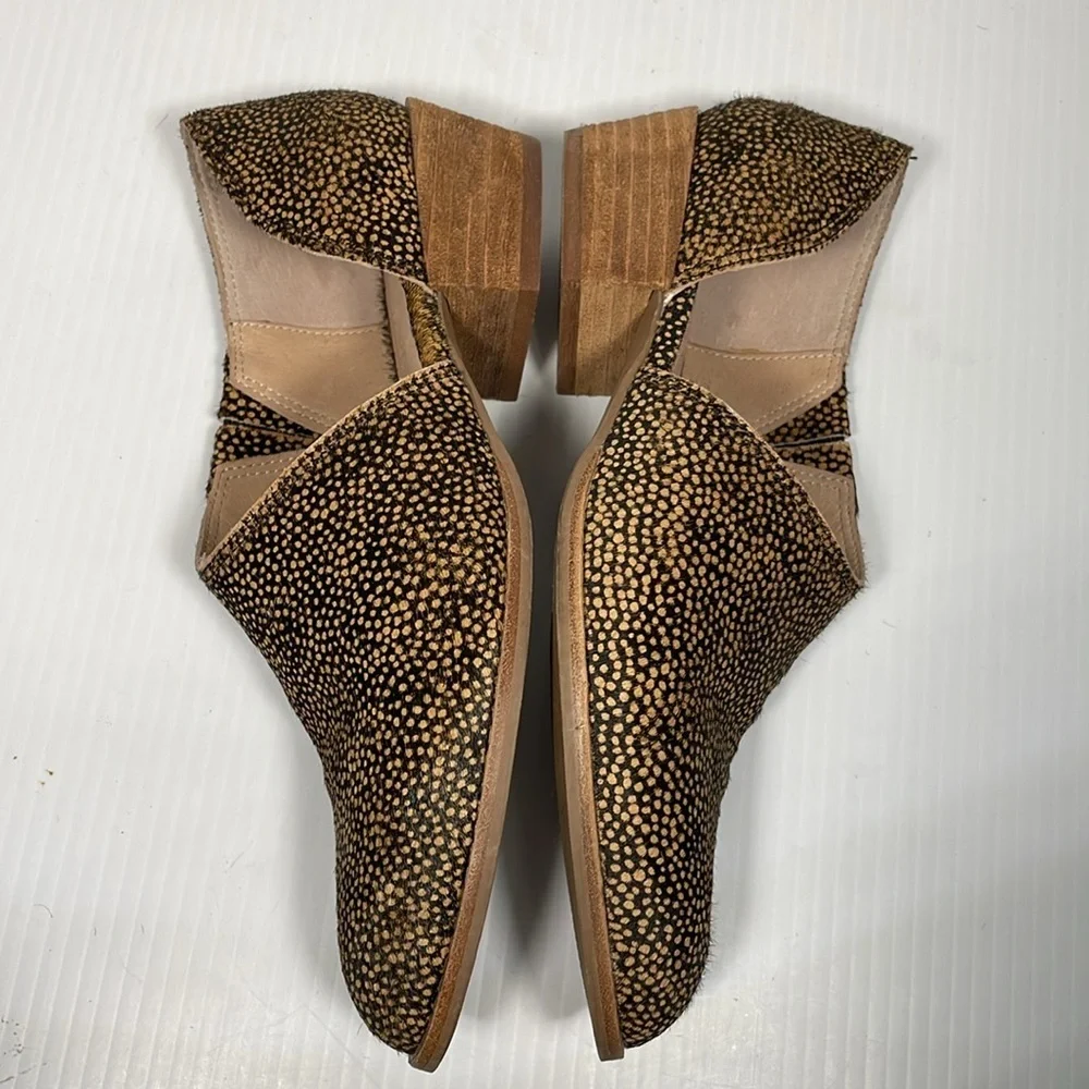 Madewell The Lucie Bootie Sz 7 Leather Brown Cutout Flat Calf Hair Upper Slip-On
