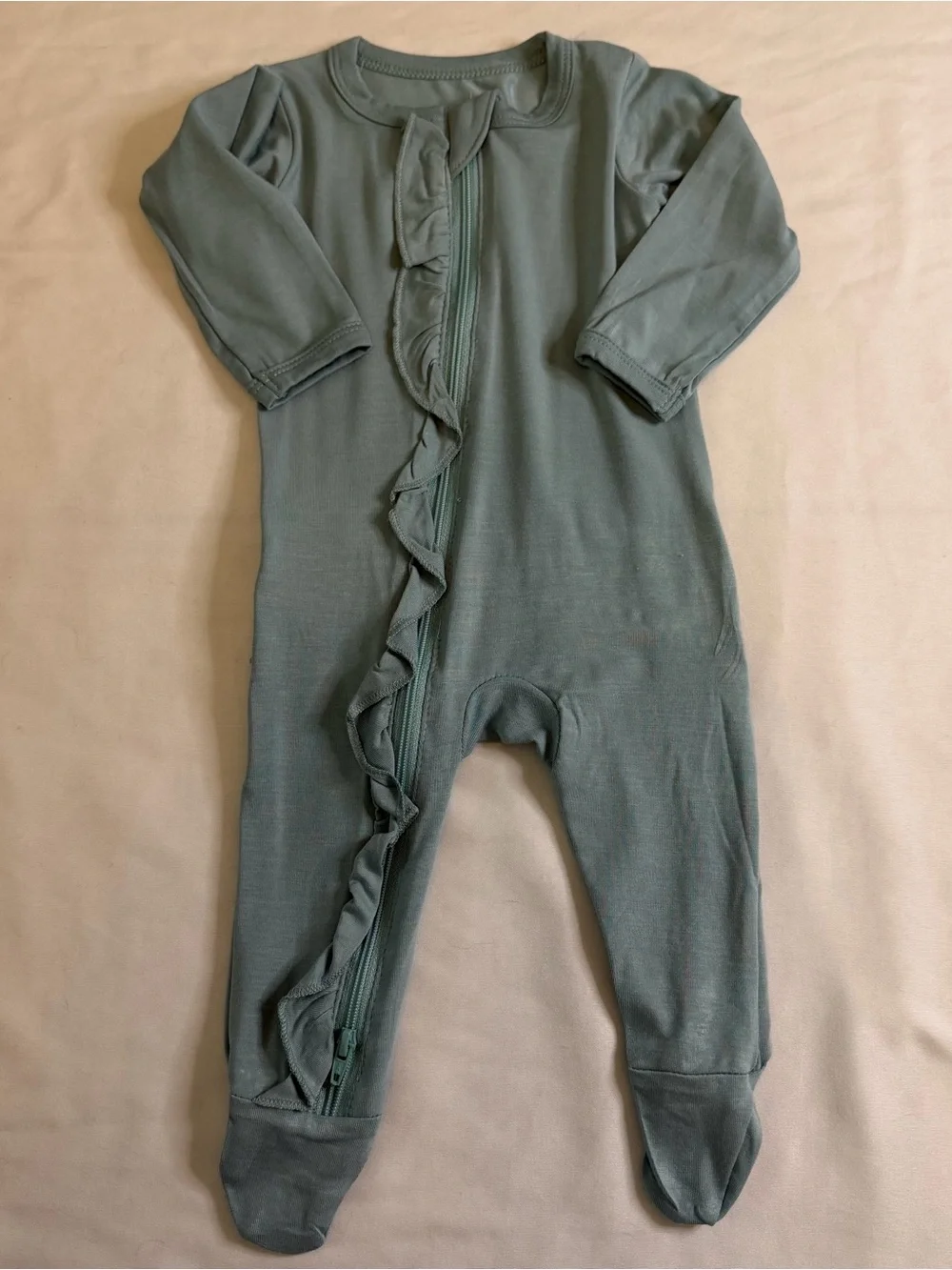 Little Buggins Bamboo Footie Sleeper Bundle 0-3 Months Sage Green & Blue Tie Dye