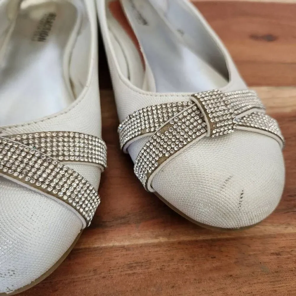 Kenneth Cole reaction young girls youth slip-on ballet flat size 3 Glam silver r