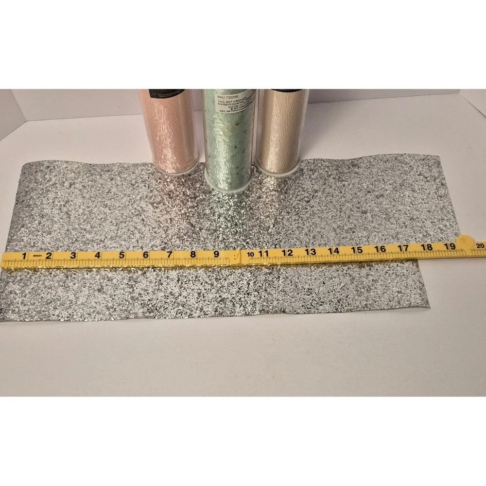 The Ribbon Boutique Faux Leather Organza Fabric Bundle Pink Mint Silver Good DIY