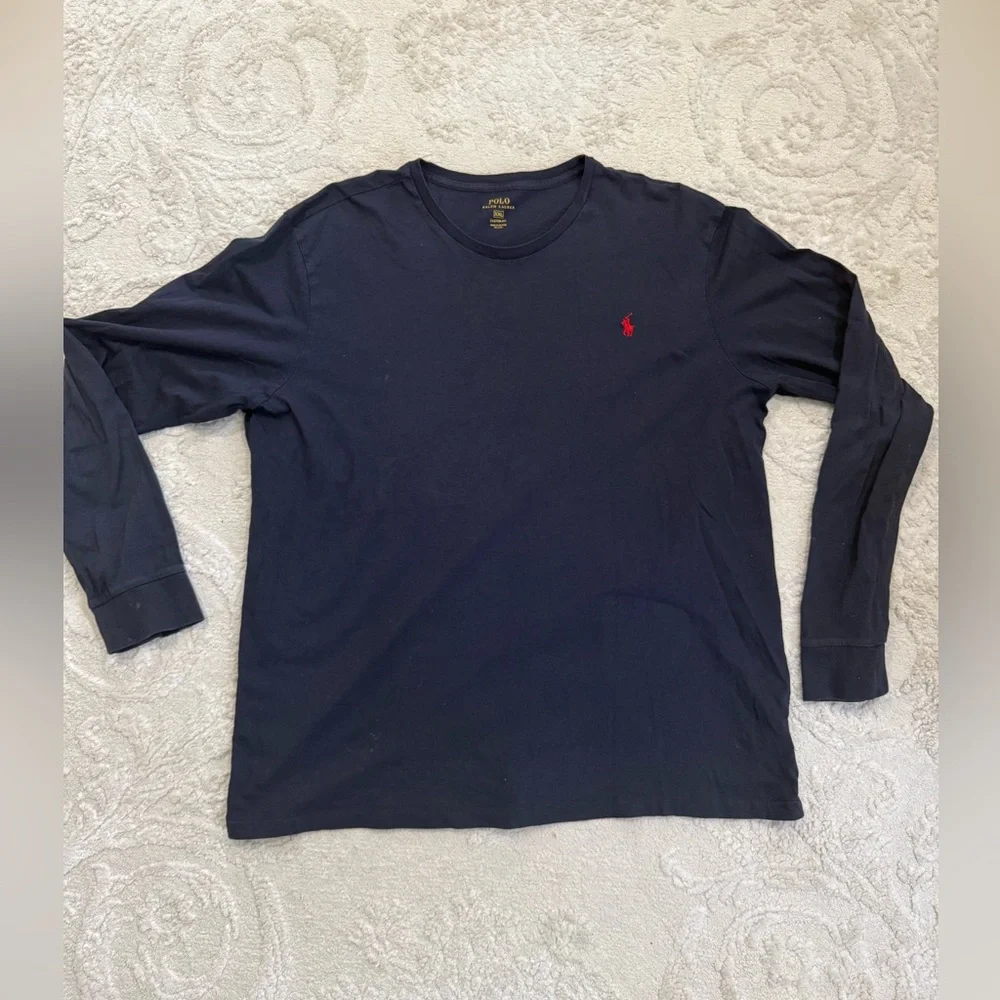 Polo Ralph Lauren XXL Long‎ Sleeve Navy Blue Cotton Tee