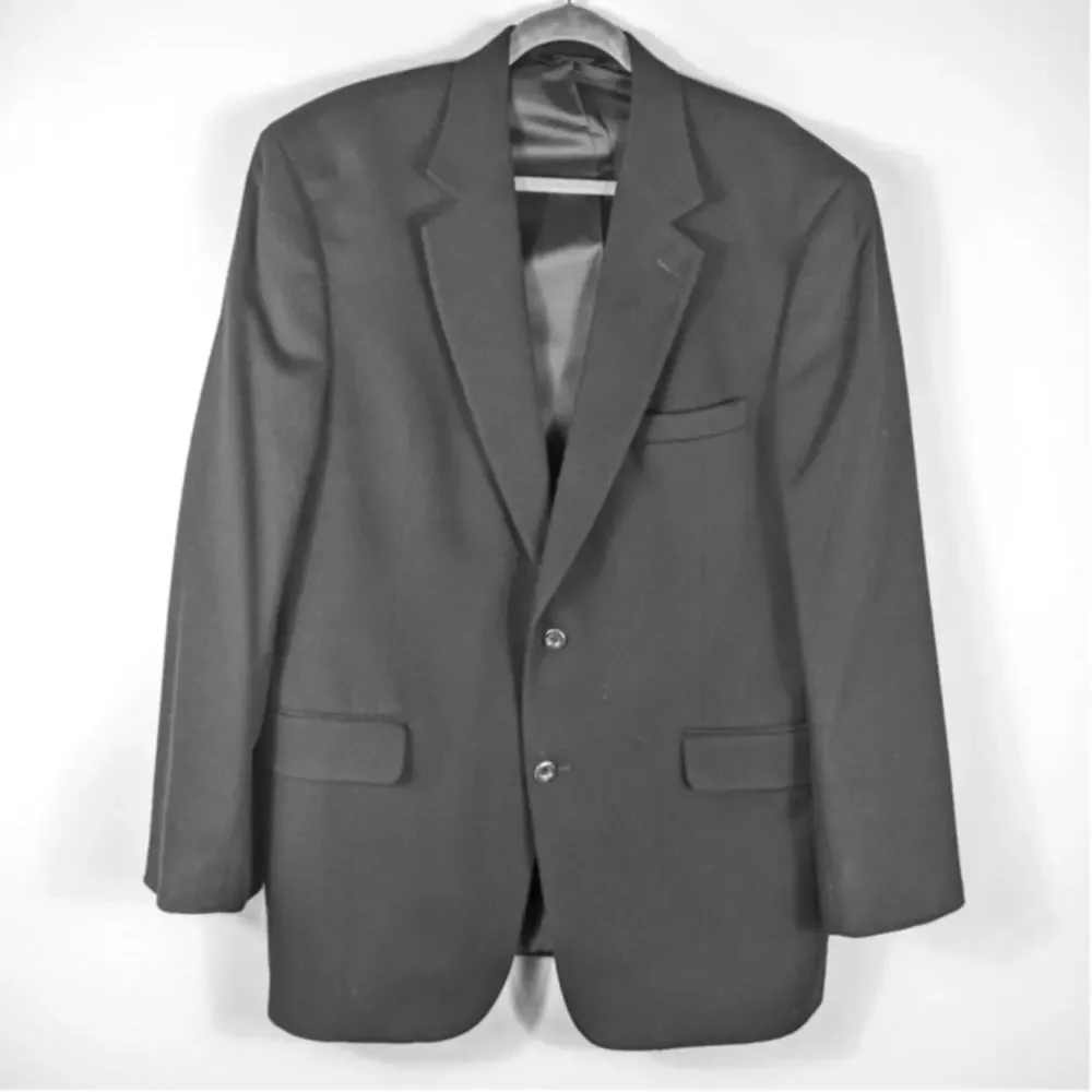 Jos A Bank 42R Cashmere Blazer Mens Gordon Black Two Button Sport Coat Jacket