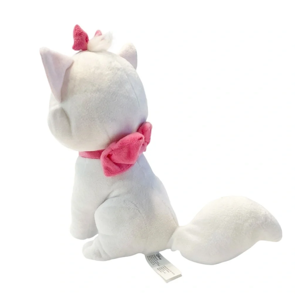 Disney Marie Plush Aristocats White Cat Pink Bow 11” Plushie stuffed animal toy