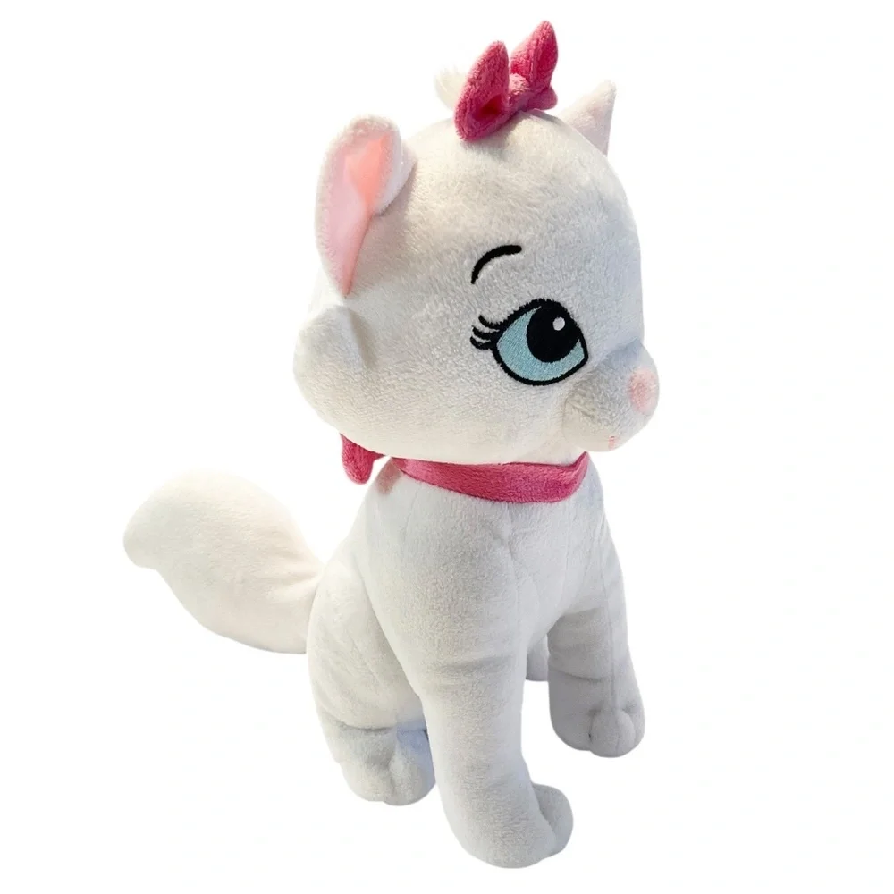 Disney Marie Plush Aristocats White Cat Pink Bow 11” Plushie stuffed animal toy