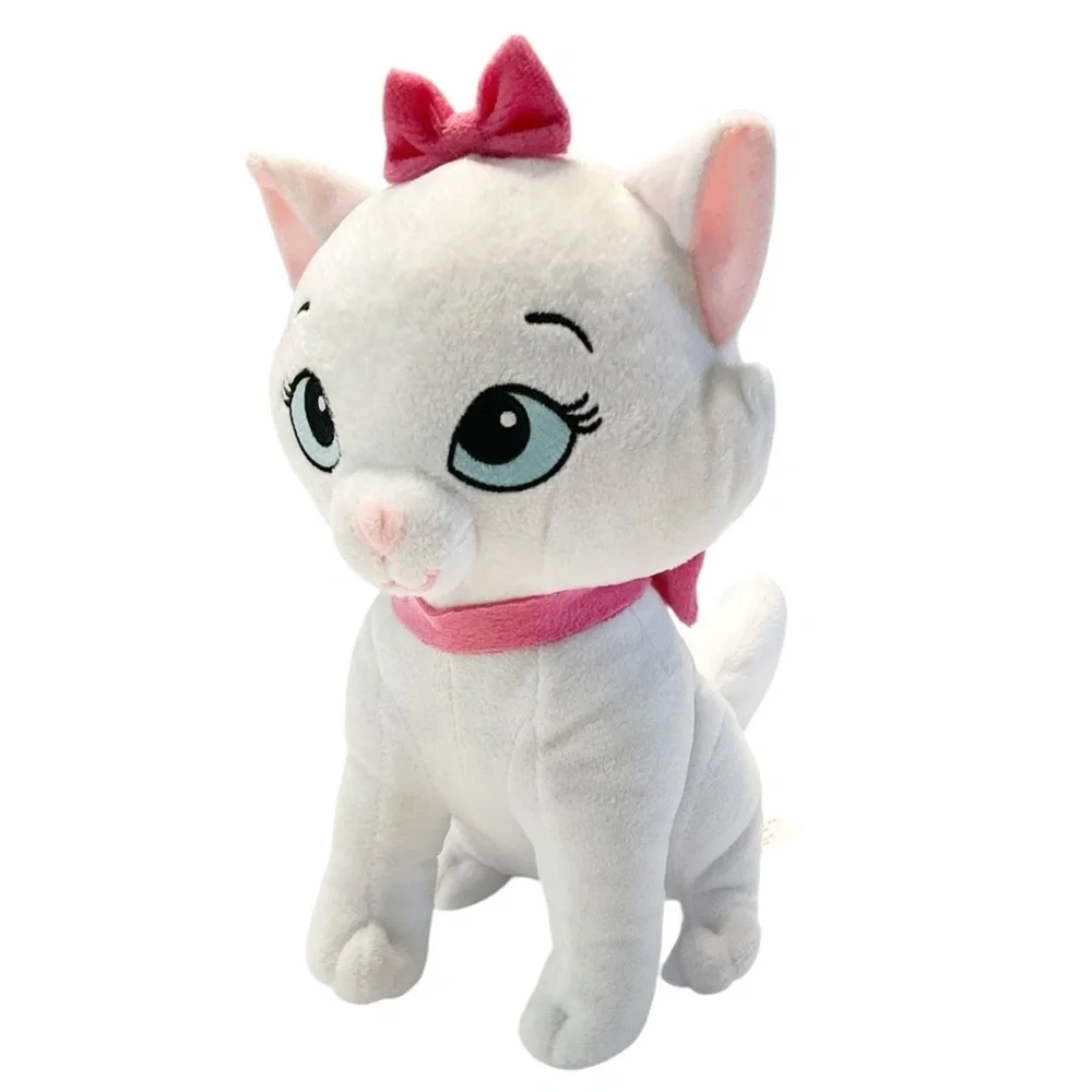Disney Marie Plush Aristocats White Cat Pink Bow 11” Plushie stuffed animal toy