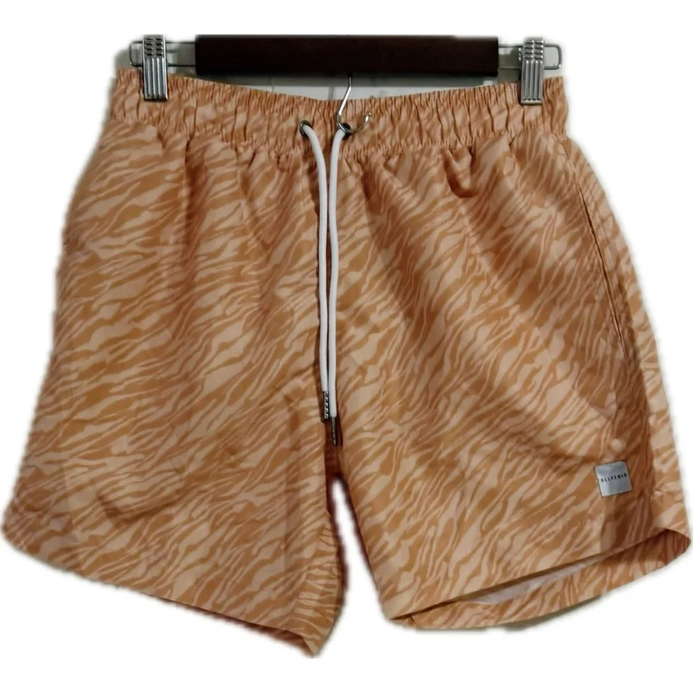 Stylish Tan Zebra‎ Pattern Swim Trunks for Men