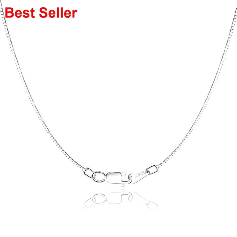 18K Gold Plated 925 Sterling Silver Box Chain Necklace 0.8mm