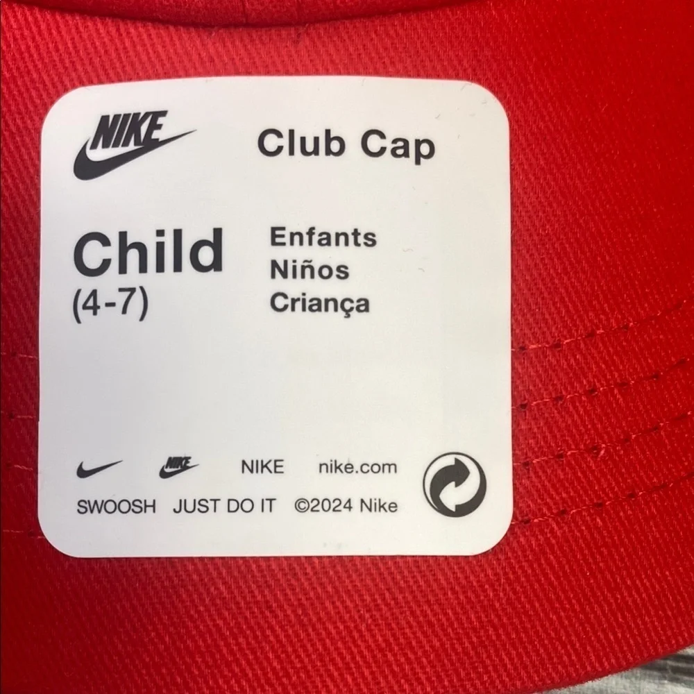 Nike Unisex Kids' Red Cap with White Logo Sz (Child 4-6)