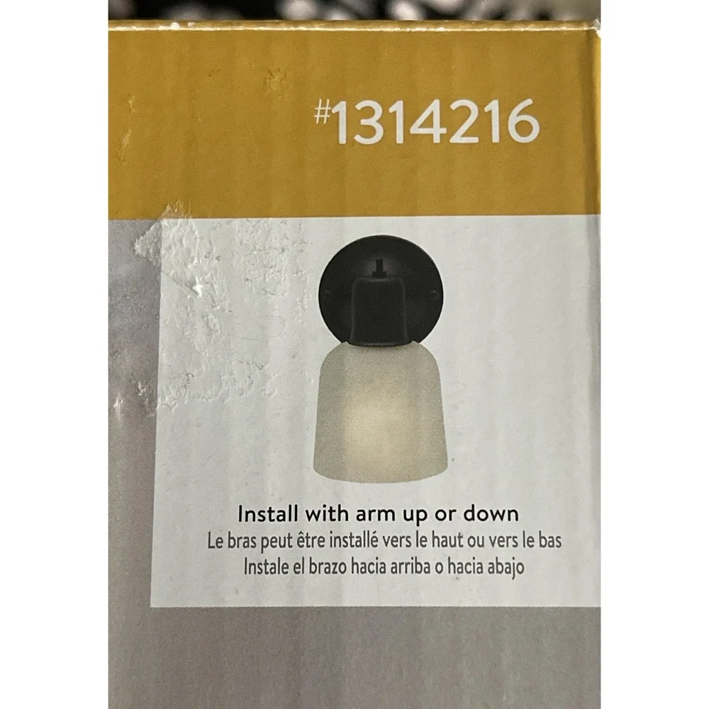 Portfolio 1-Light Oil-Rubbed Bronze Wall Sconce Light‎ w/Frosted Glass 1314216
