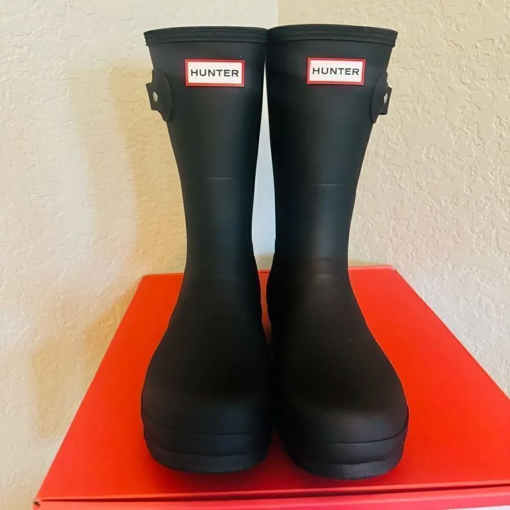 HUNTER Men's Original Short‎ Waterproof Rain Boot, Rubber Black, Size 13, NWT