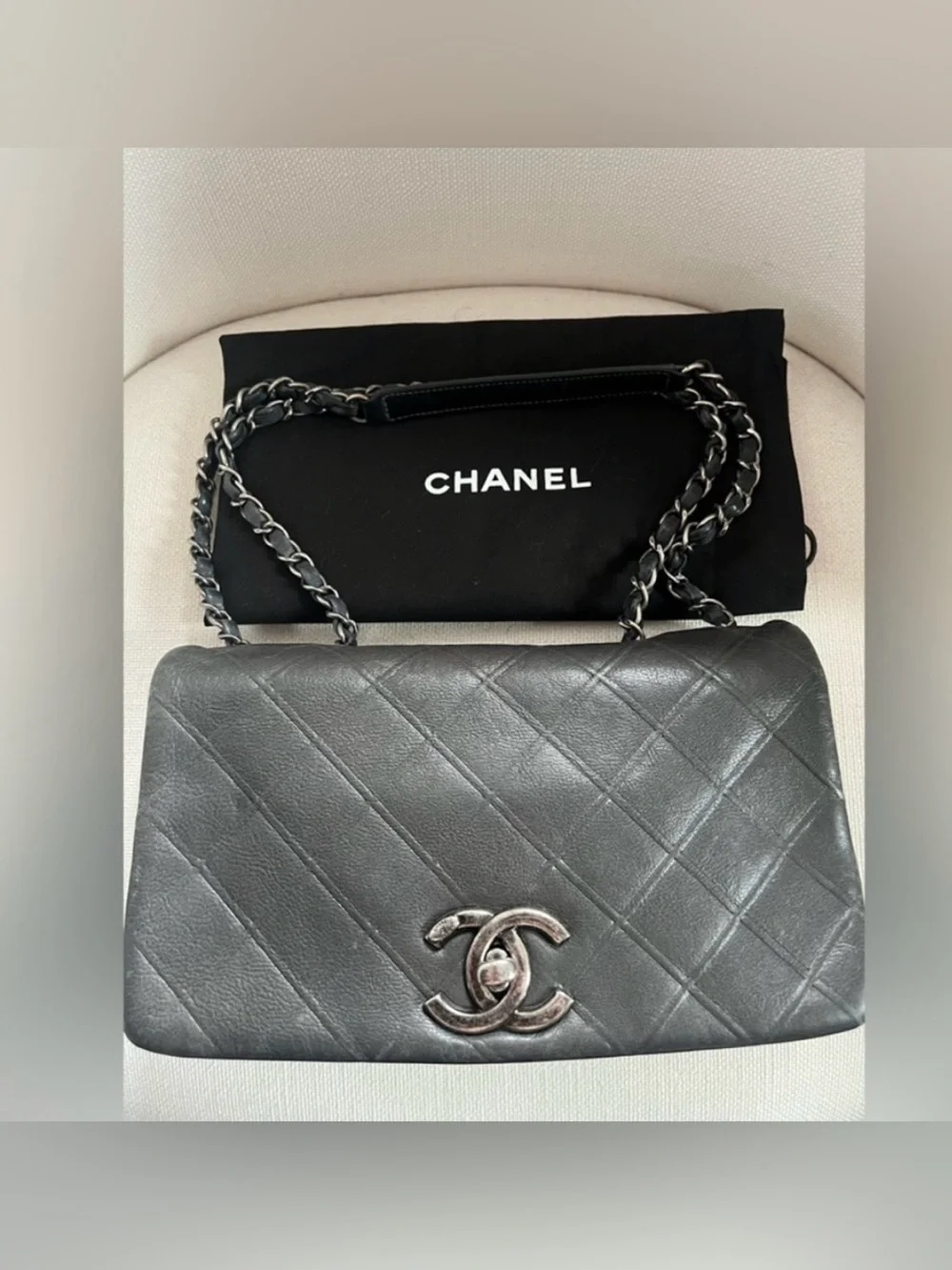Authentic two tone lambskin Chanel bag