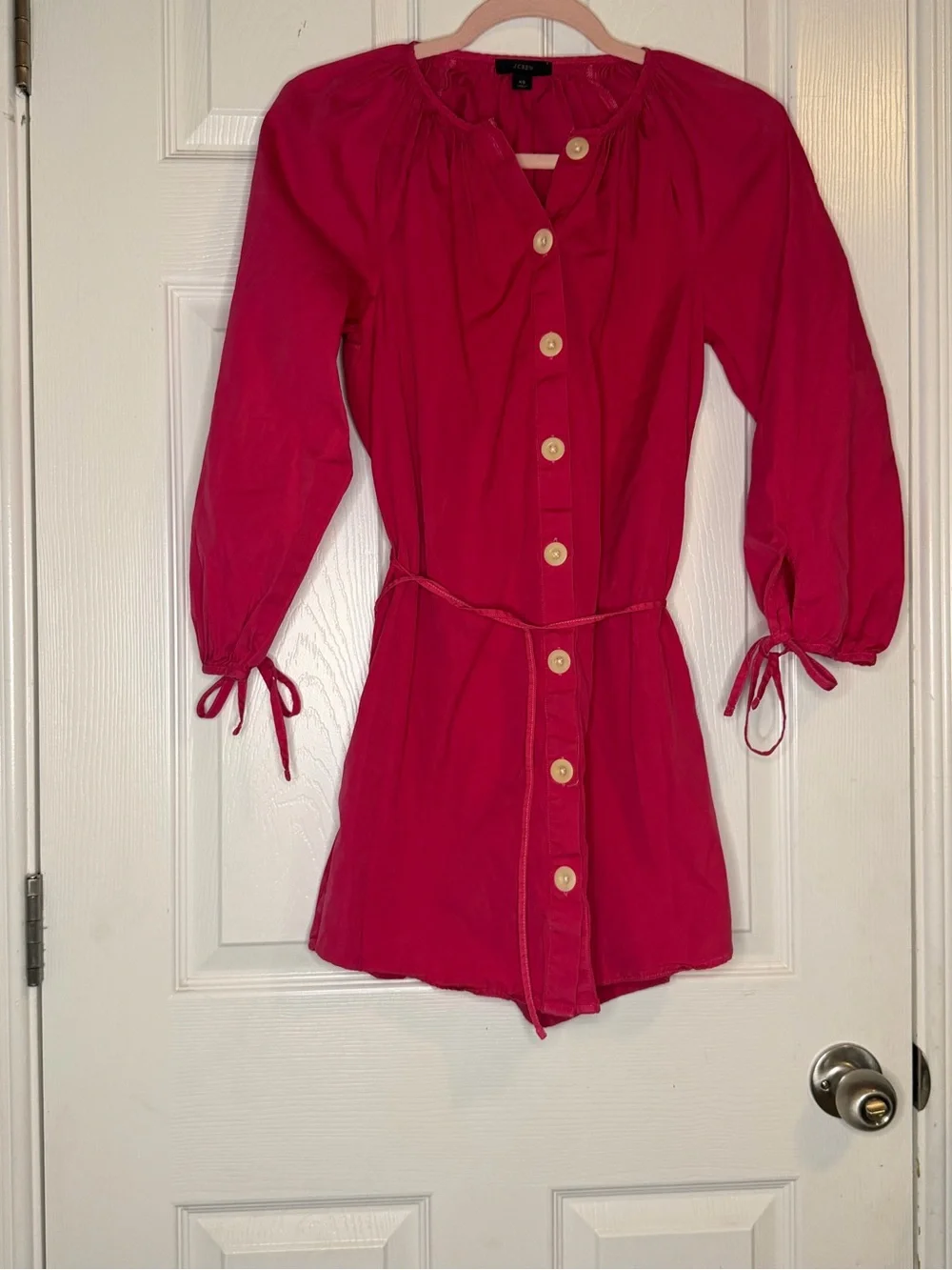 329 J Crew Hot Pink Button Front Mini Dress | Size XS