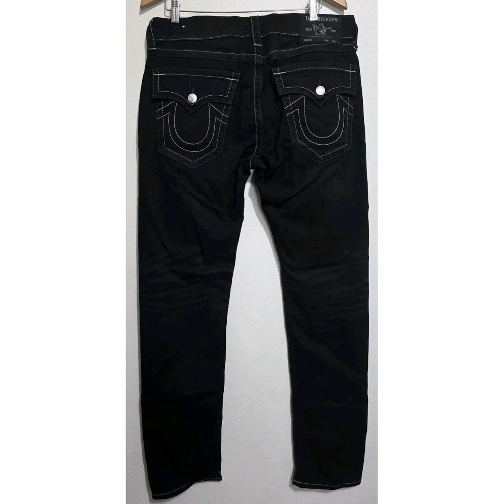 NEW True Religion‎ Jeans Men 34X34 Black Denim Pants Geno Relaxed Slim Straight