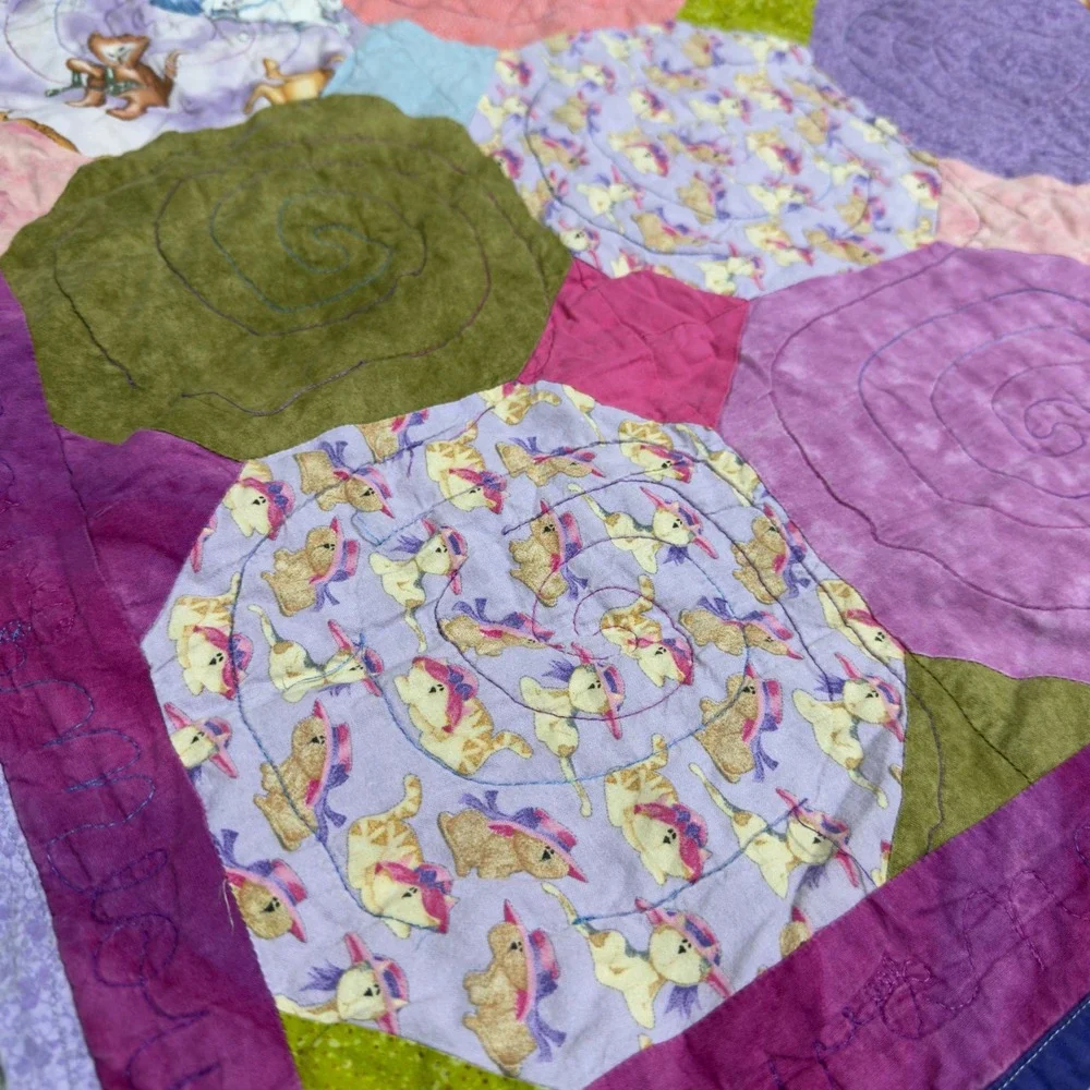 Denton Quilt Guild  Cat Lady Cotton Patchwork Purple Cat Print Makeup Purses‎