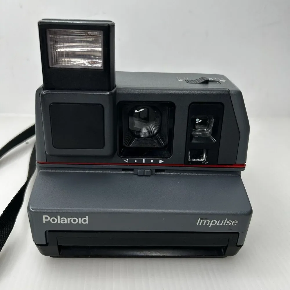 Vintage Polaroid Impulse 600 Camera w/Pop-Up Flash & Strap Untested