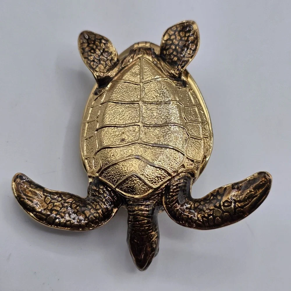 Enamel Trinket Box Turtle Hinged Jeweled‎ Decorative Figurine Collectible