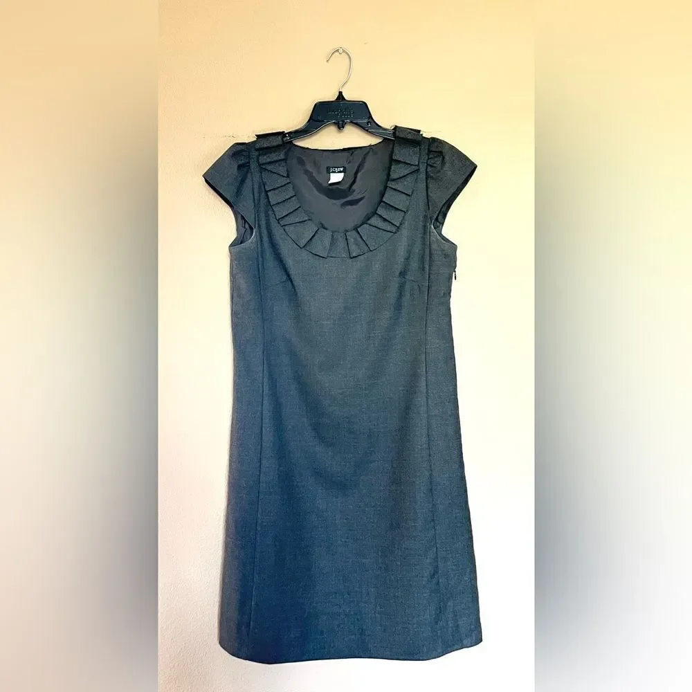 J. Crew Wool Blend Ruffle Neck Shift Dress