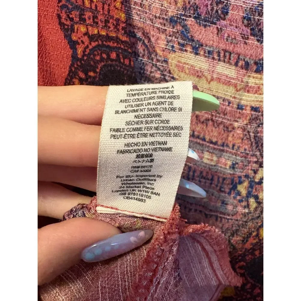 Free People Dress Rust Orange Flounce Hem Open Back Sz M