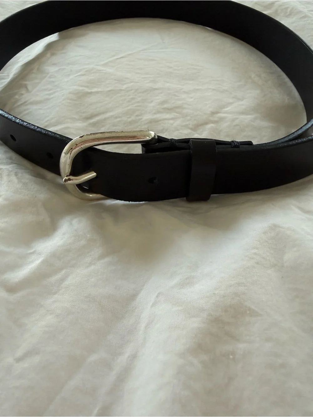 Kids Black Faux Leather Belt with Silver Buckle