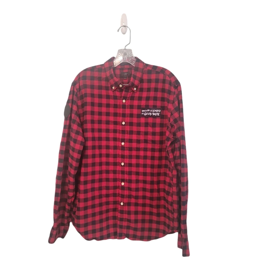 J.Crew Oxford‎ Kumato Sunset Patch Flannel Graphic Shirt Mens Size Large Slim