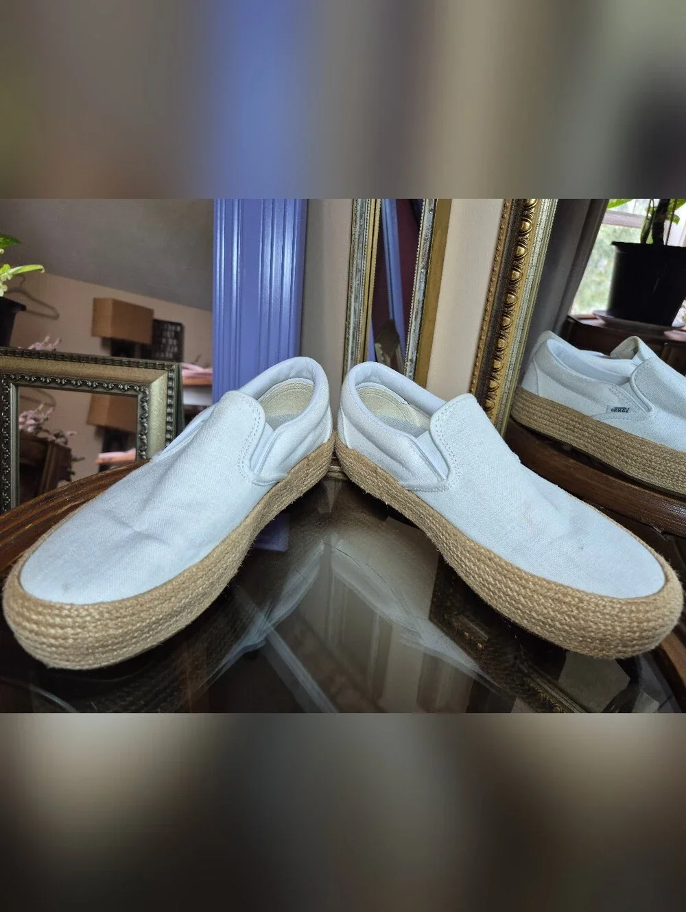 VANS Linen Slip-On Platform Espadrille SF Shoes - Womens Size 7.5