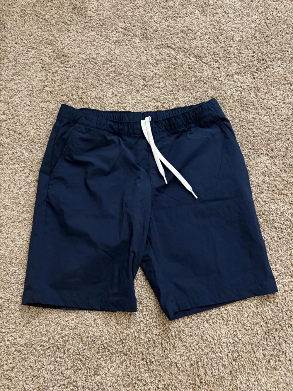 adidas Navy Athletic Shorts with White Drawstring