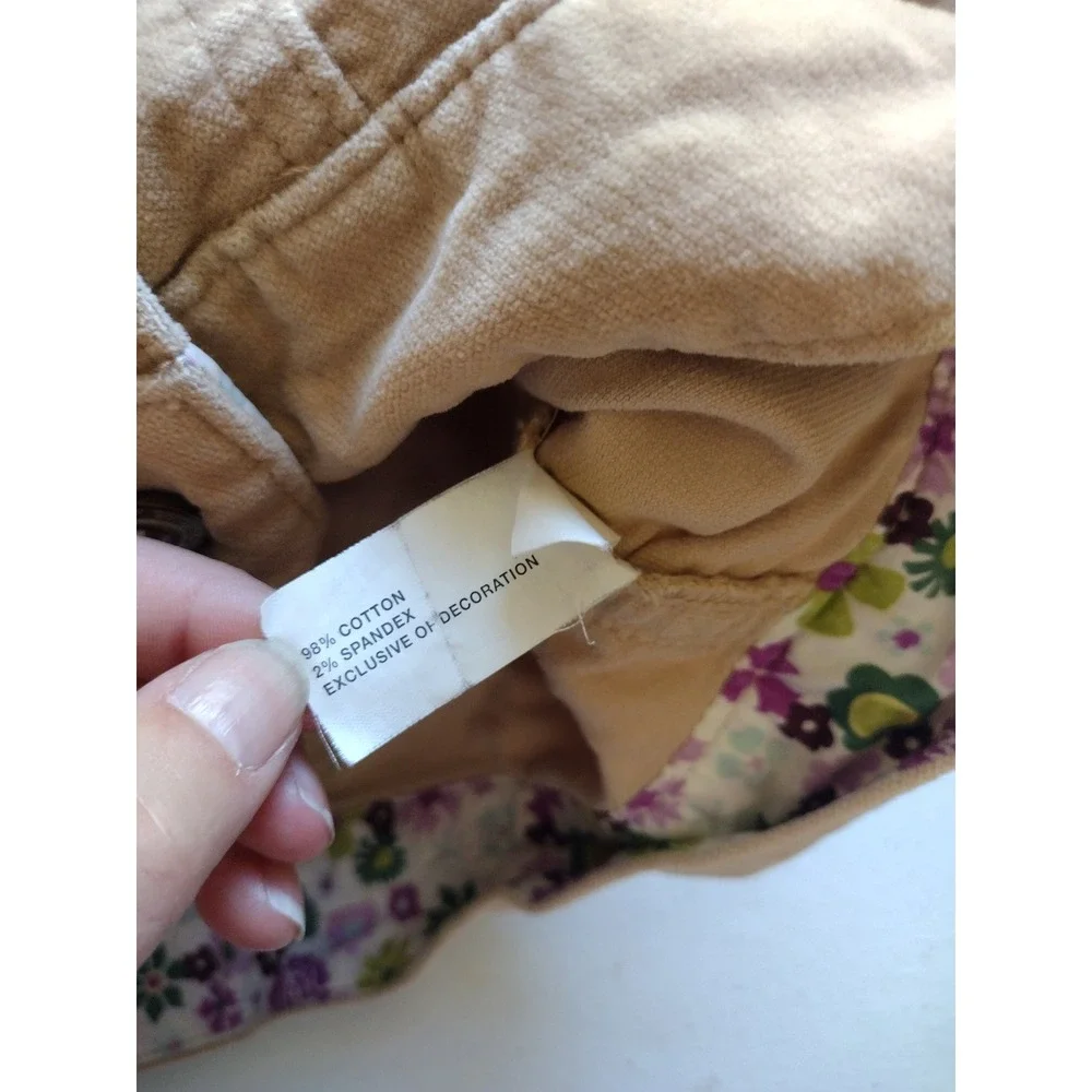 GAP Kids Corduroy Jacket‎ Tan Brown Girls XL (12) Floral Lined
