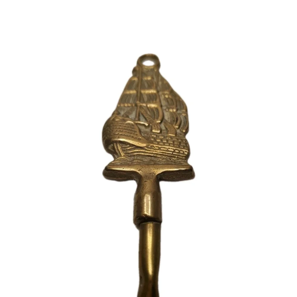 Vintage English BRASS FIREPLACE TOASTING FORK 19 & 3/4 inches Ship With Sails
