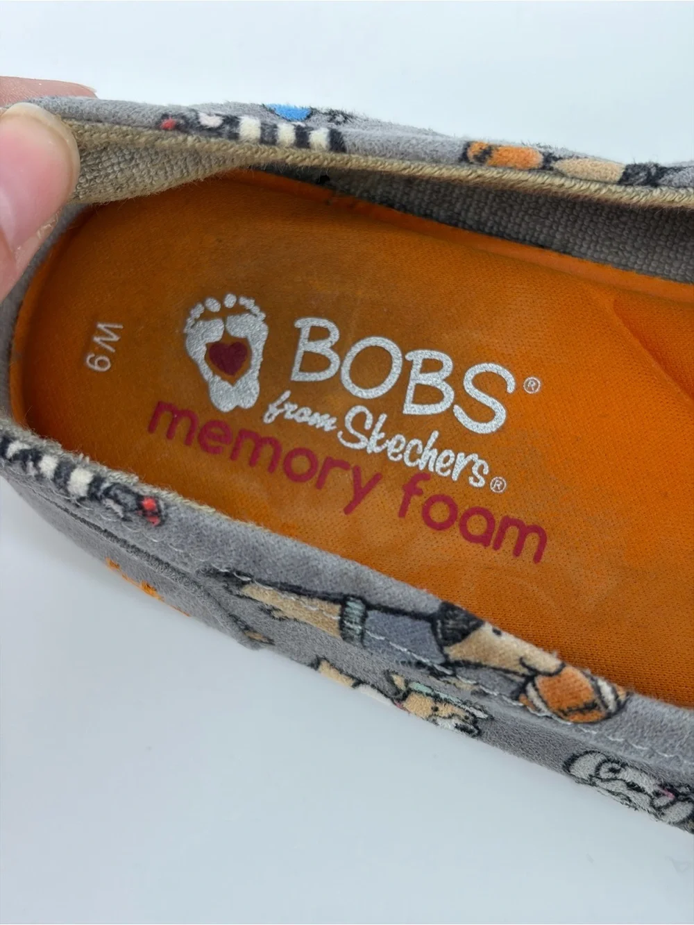 Vintage Sketchers Bobs Memory Foam Dog's Print Canvas Slip-on Woman Size 9