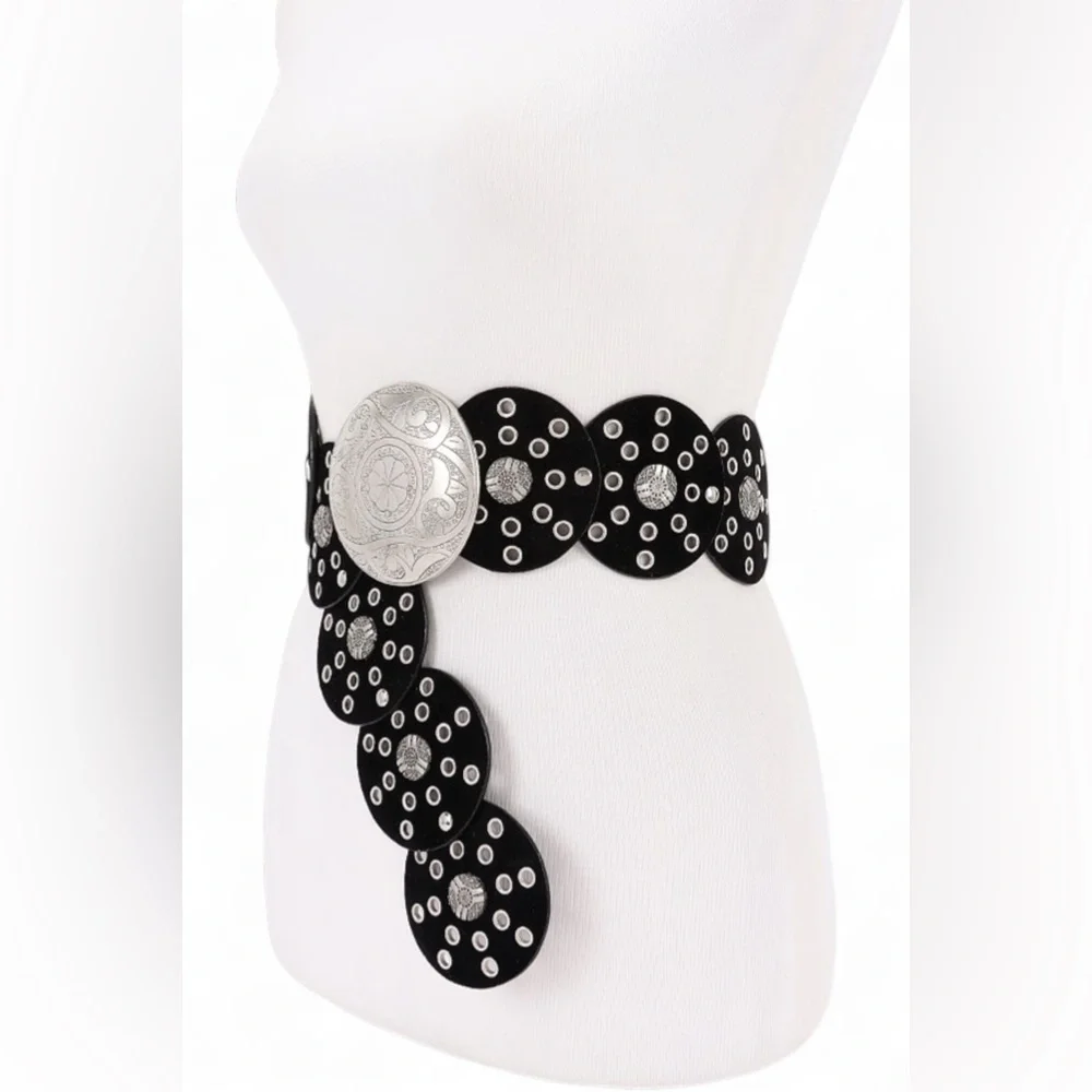Vegan Leather Western Concho Statement Belt