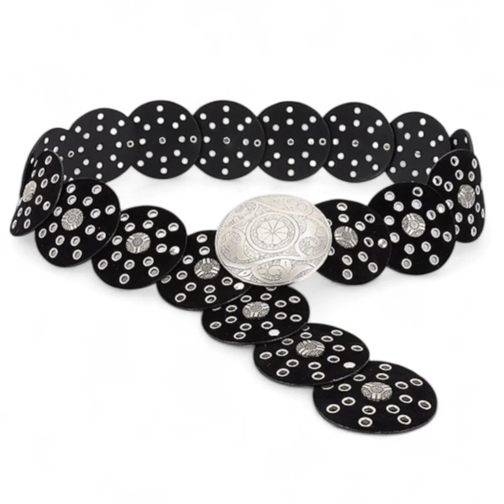 Vegan Leather Western Concho Statement Belt