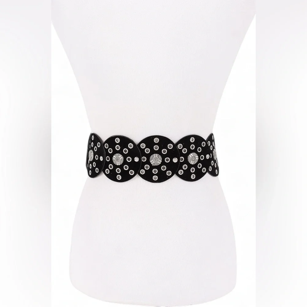 Vegan Leather Western Concho Statement Belt